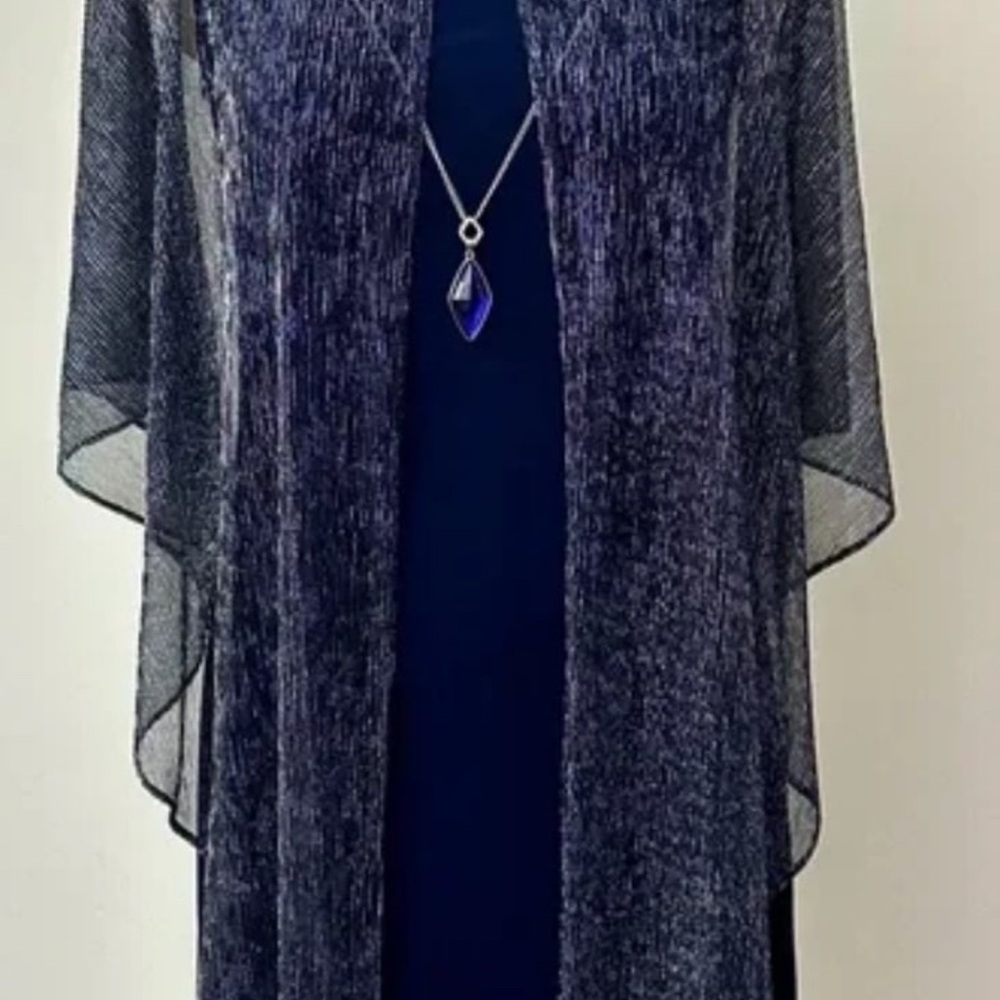 Orig $88 Elegant Black dress featuring a sheer black sparkle overlay Sz 20